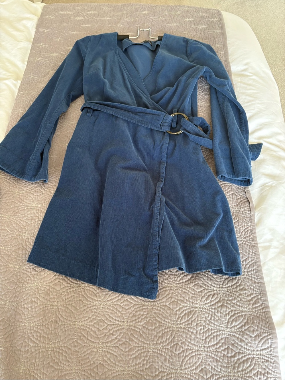 Woman’s Blue Belted corduroy mini dress
